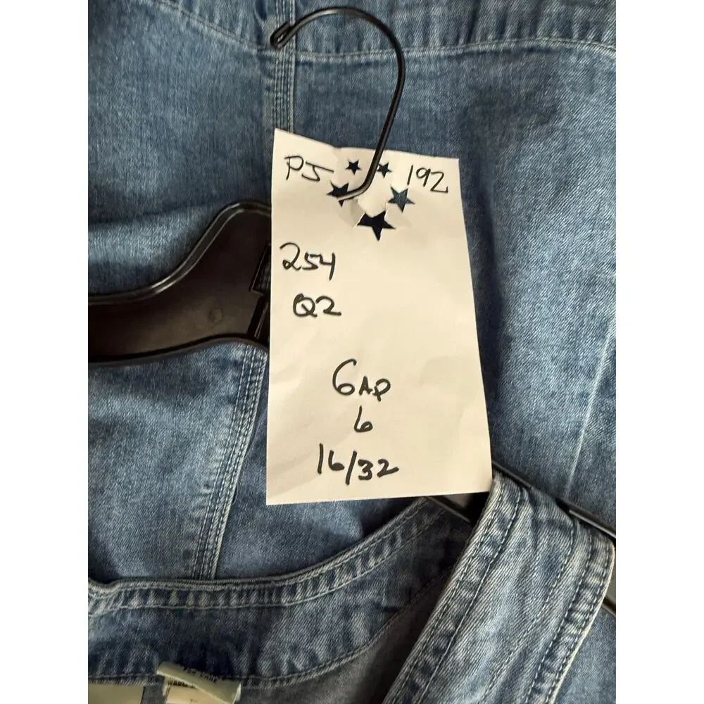 Vintage Gap Denim Dress Women's 6 Blue Button Down Sleeveless Cottage Core - Picture 3 of 7